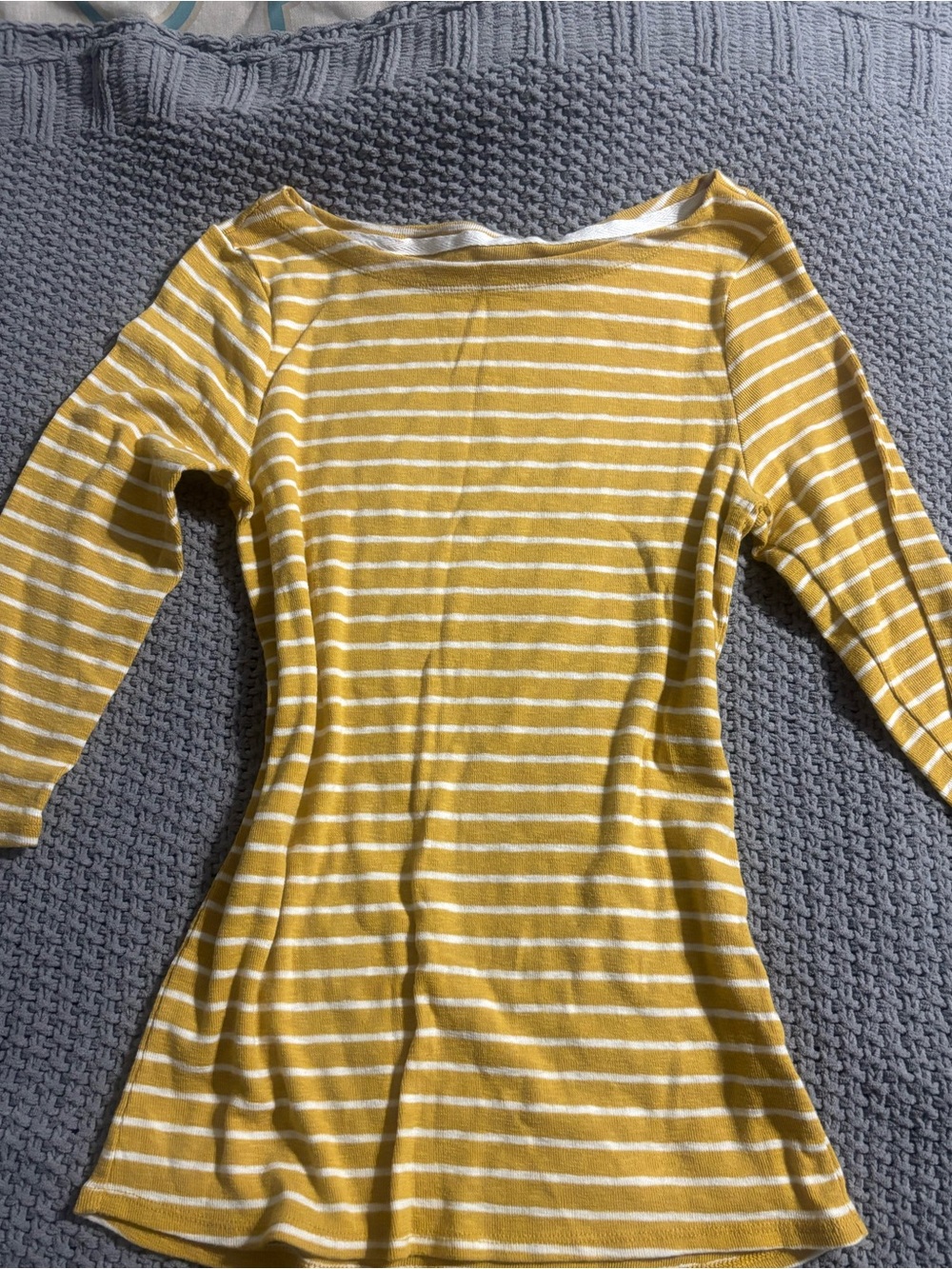 Time and Tru Mustard Yellow and White Striped Boatneck Top

Open to offers💛
